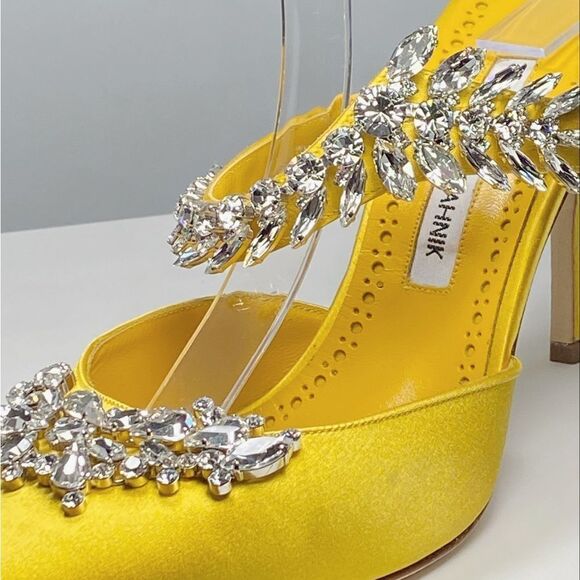 Manolo Blahnik Lurum 90MM Embellished Satin Mules size 40 - Picture 8 of 15